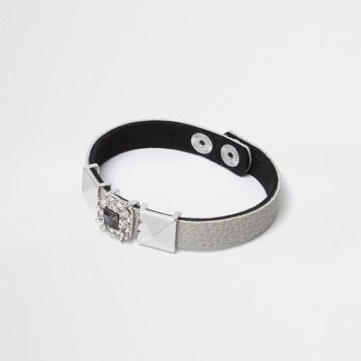 Grey diamante and stud bracelet